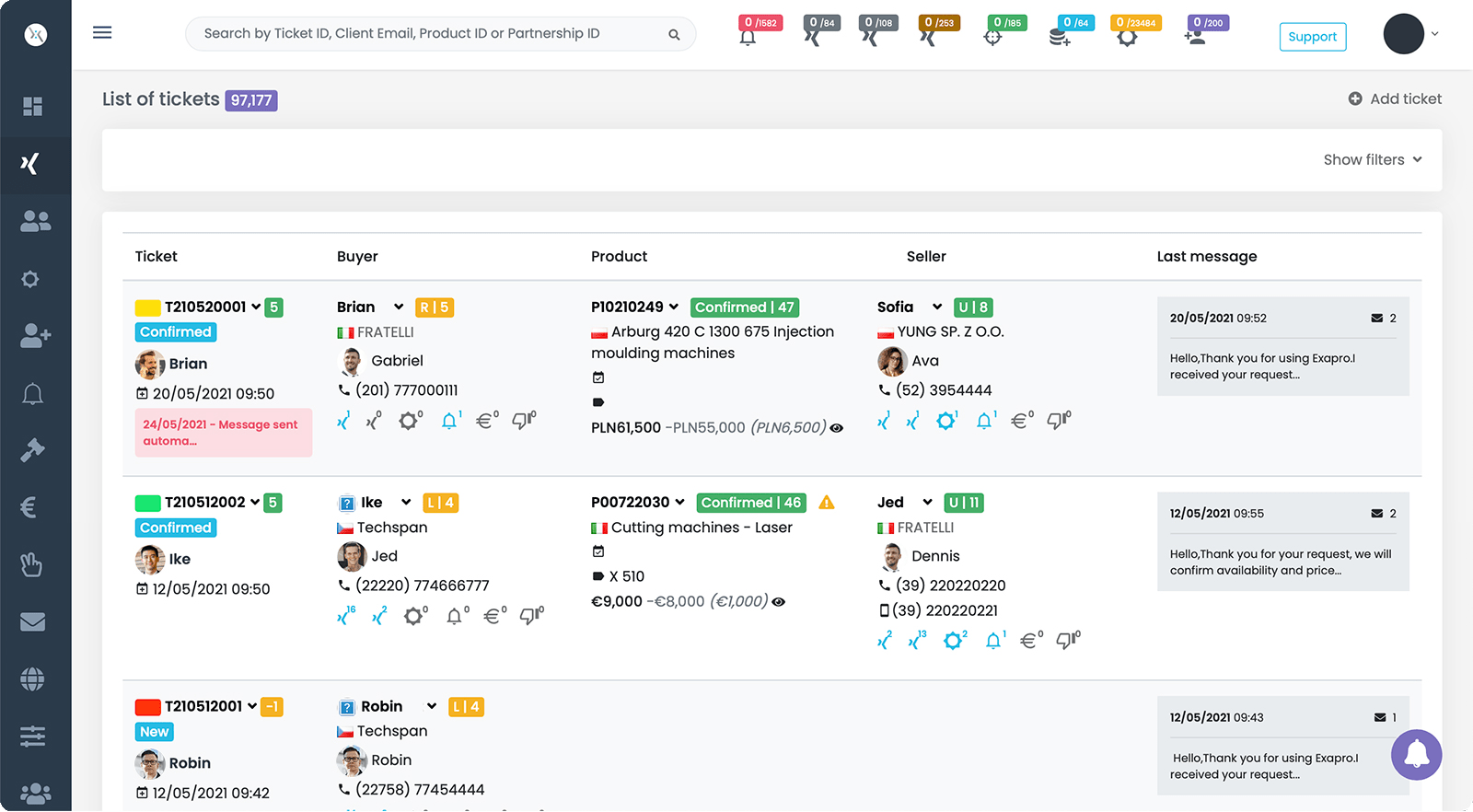 Thanks to the Ticket system tailored, the Exapro trading team is much more efficient.