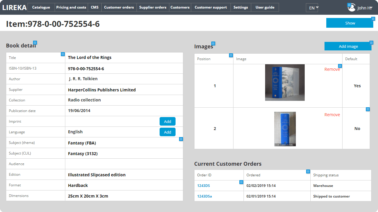 Původní wireframes detailu knihy.