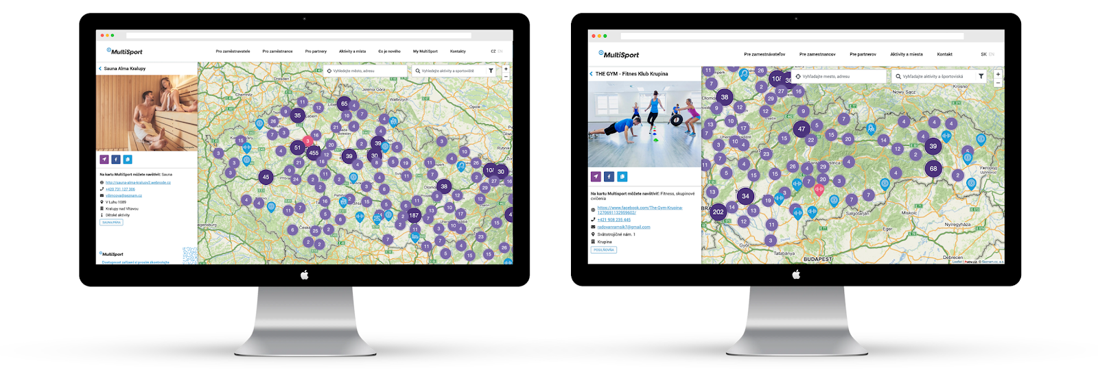 If you browse the map from an IP address in the Czech Republic, you see sports venues in the Czech Republic by default, and vice versa - Slovaks see partners in Slovakia.